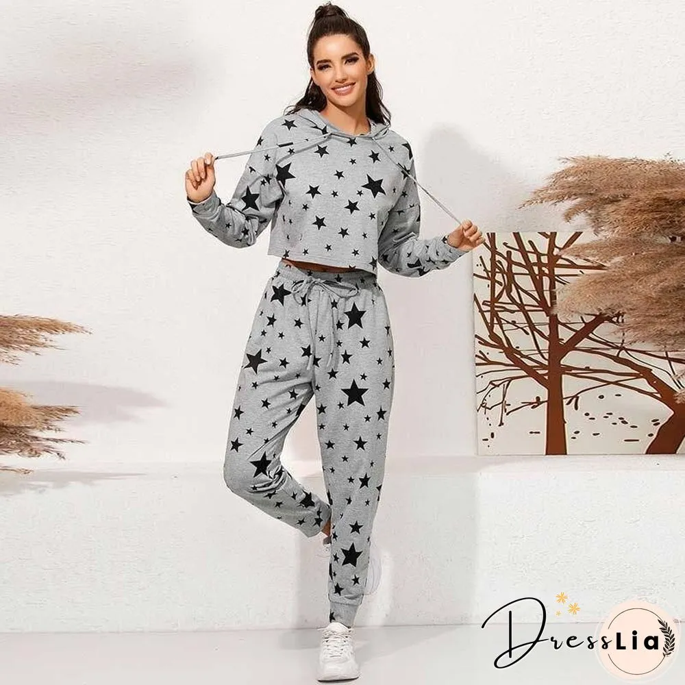 Autumn Print Sweat Suits Women Piece Sets Women Outfits Pants Set Tracksuits Casual Two