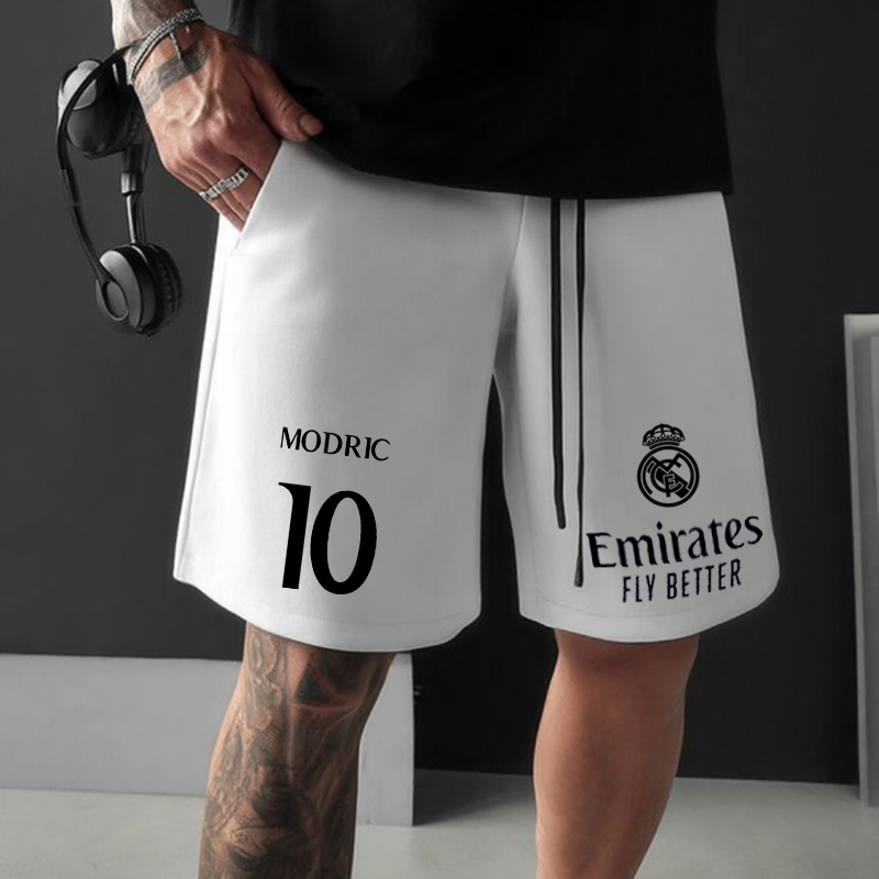 Men's White Loose Casual Football Style Printed Shorts / TECHWEAR CLUB / Techwear