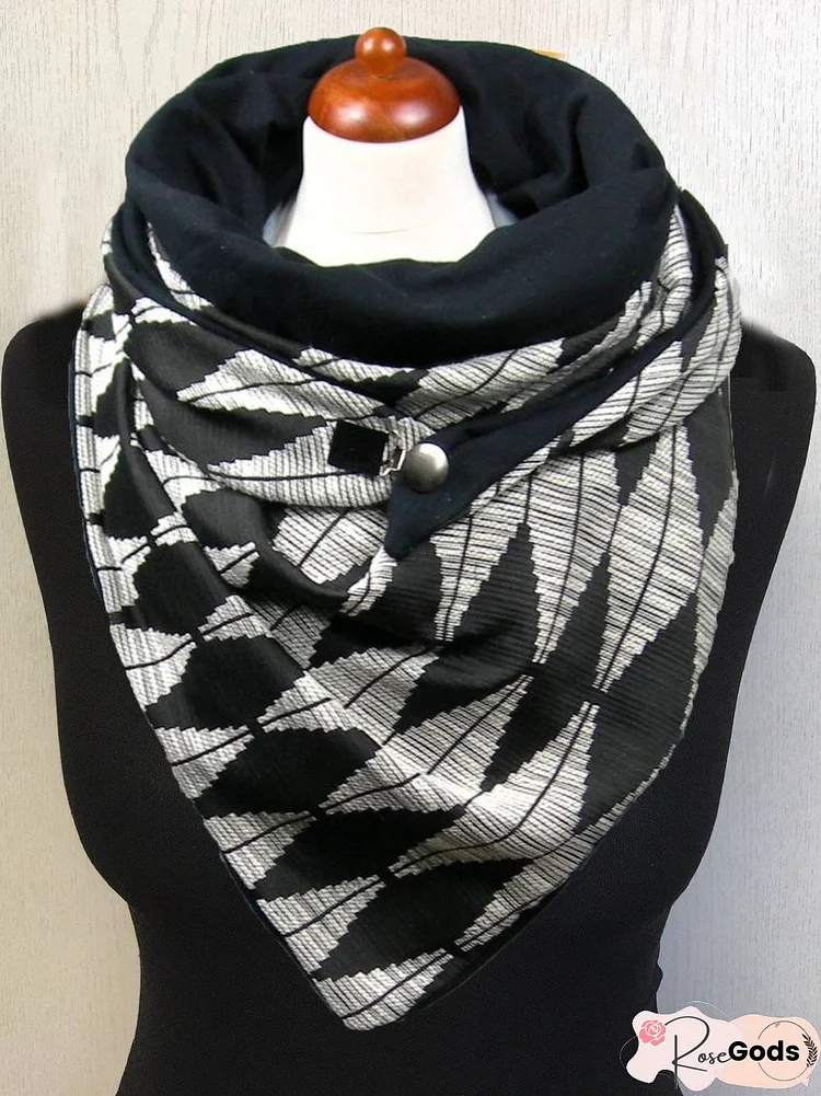 Black Casual Printed Cotton Scarves