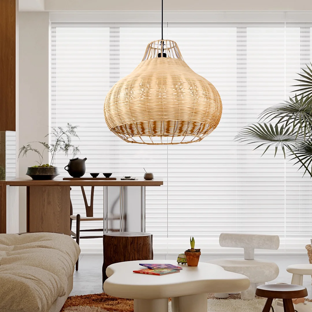 Arturest Pendant Light Hand-woven Rattan Lampshade For Living Room