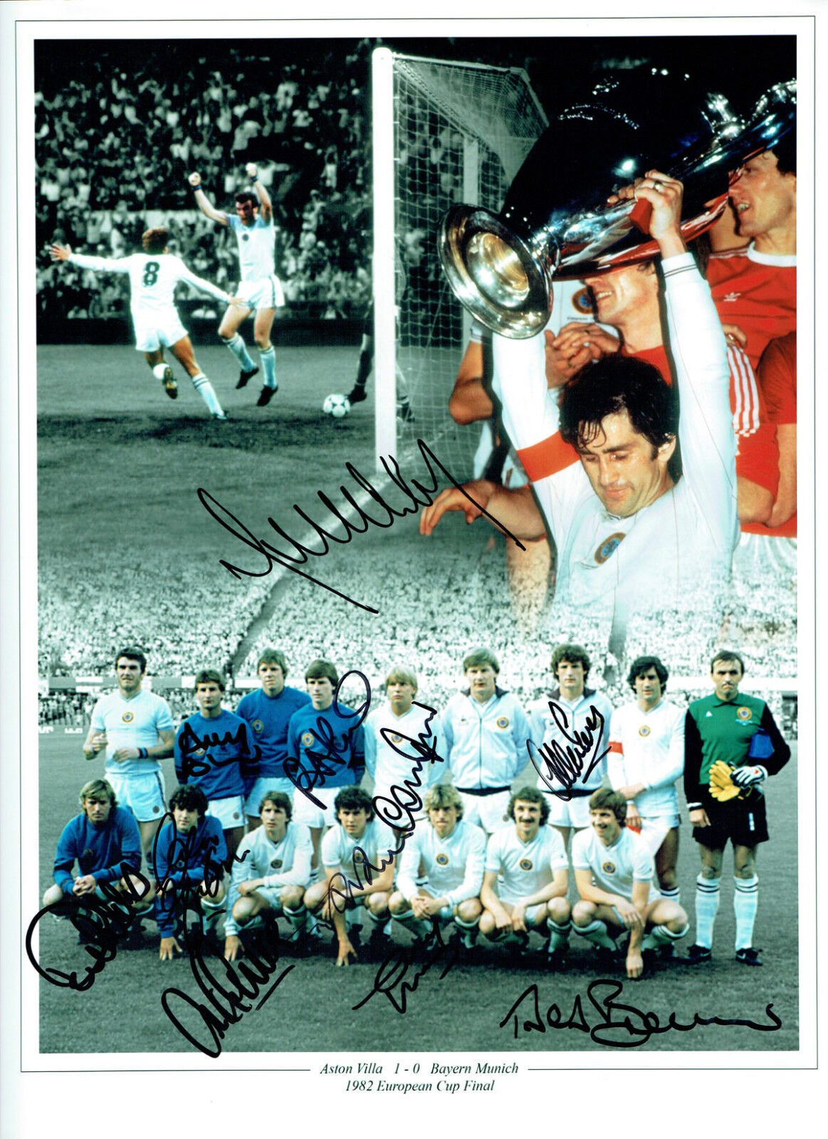 Aston Villa 1982 European Cup SQUAD Signed Autograph 16x12 Photo Poster painting AFTAL COA