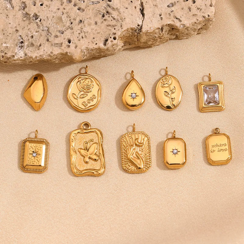 1 Piece 19.8*14MM 304 Stainless Steel Flower Pendant Jewelry Accessories