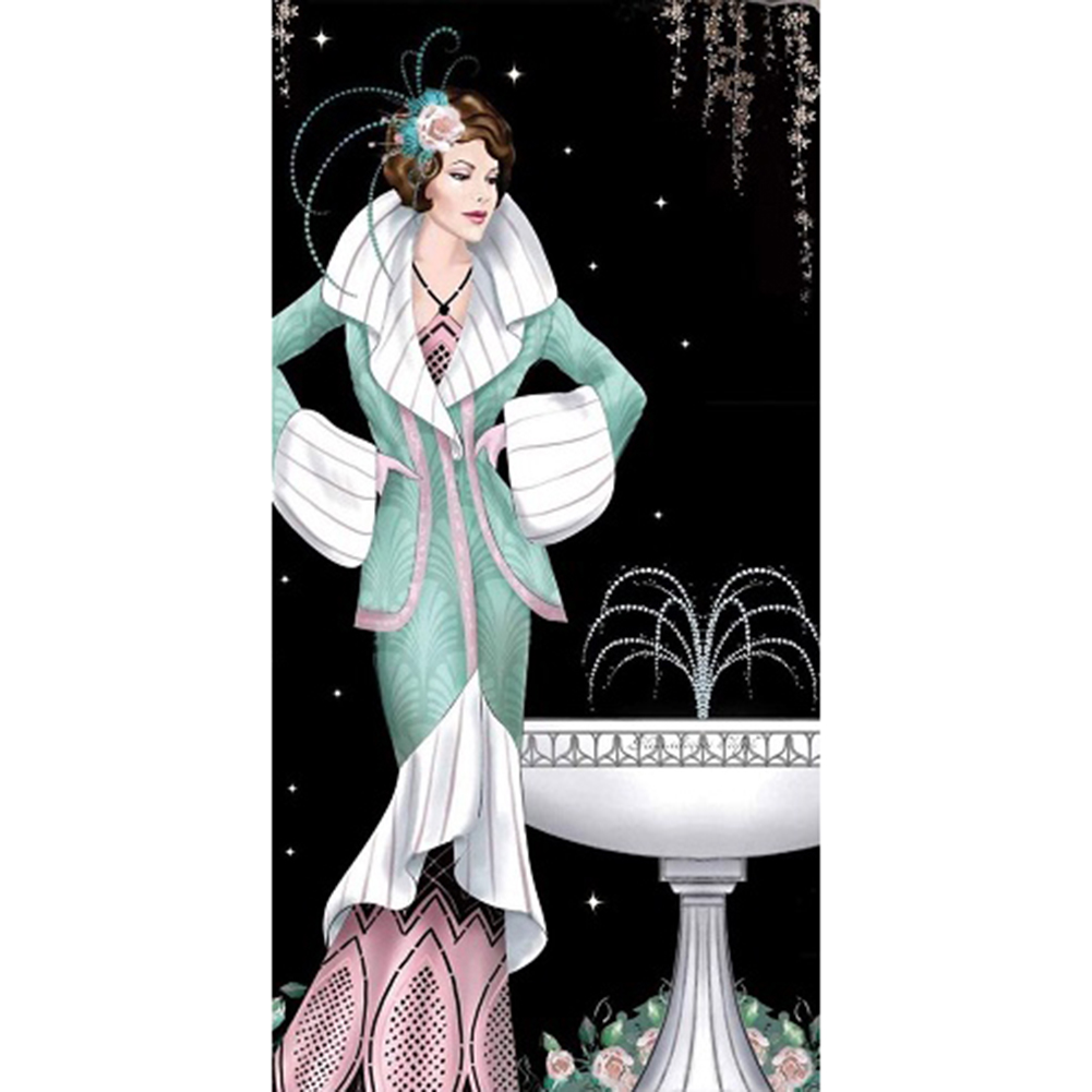 

30*60CM - Round Drill Diamond Painting - Elegant Lady (Big Size), 501 Original