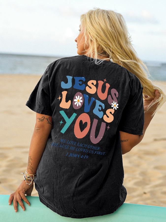 JESUS LOVES YOU UNISEX WASHED T-SHIRT
