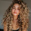 Ombre Ash Blonde Brown Curly Wig Long Wavy