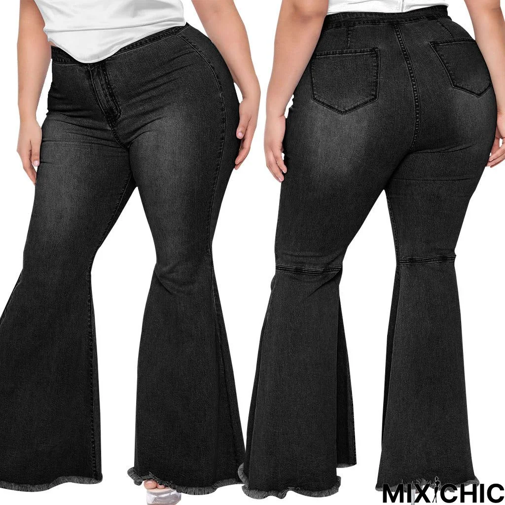 Fashion Slim Fit Wide Leg Sexy Plus Size Flared Jeans