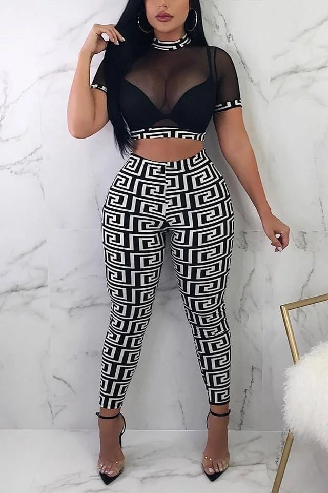 Sexy Fashion Printing Pants Set
