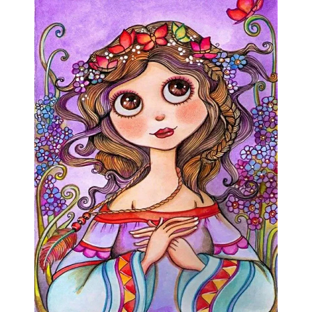

40*50CM - Round Drill Diamond Painting - Cartoon Girl, 501 Original