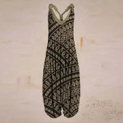 Ejimei Fashion Cotton Overalls Jumpsuits Women Summer Printed Sleeveless Jumpsuit for Women Loose Wide Leg Pants Overalls for Women