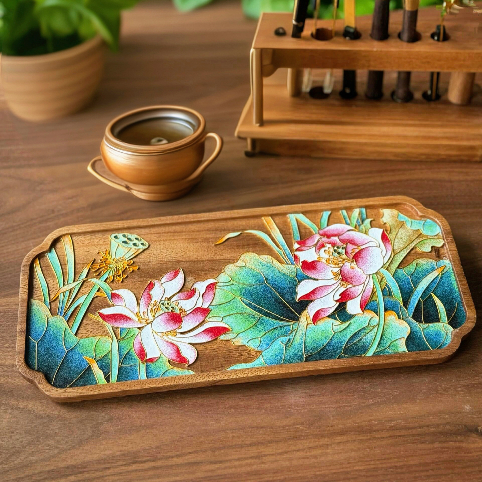 Lotus Cloisonne Tray - Cloisonne Painting Art Kit - Cloisonnekit