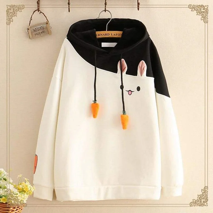 Rabbit Carrot Drawstrings Hoodie