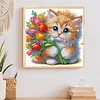 Flower Kitten - Crystal Rhinestone Diamond Painting