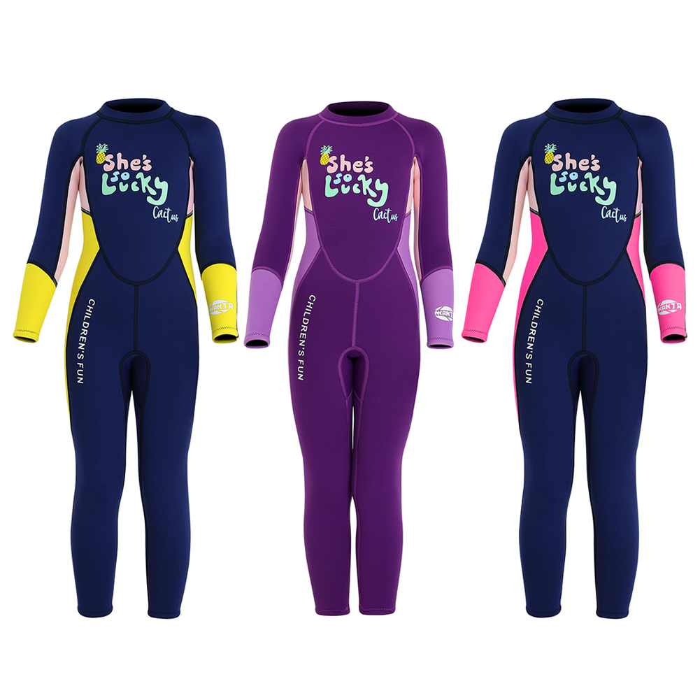 

Kids Wetsuit Girls Neoprene Swimsuit Children Guard Warm Thicken Swimwear, Pink, 501 Original
