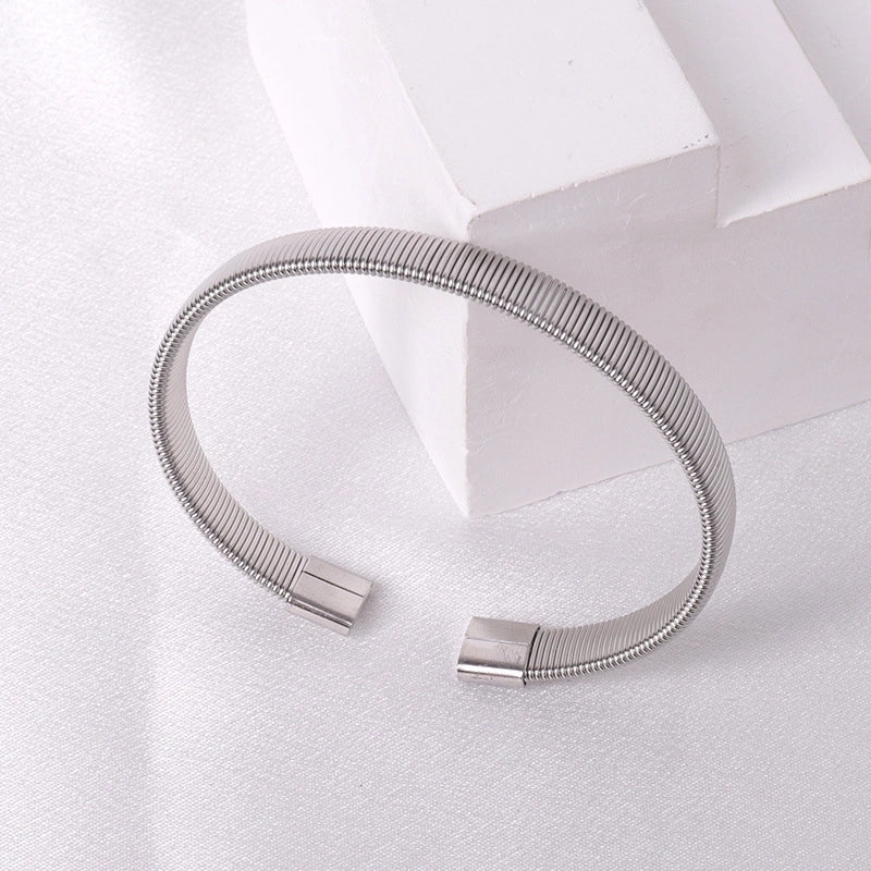 Casual Minimalist Solid Color Stainless Steel Plating Bangle
