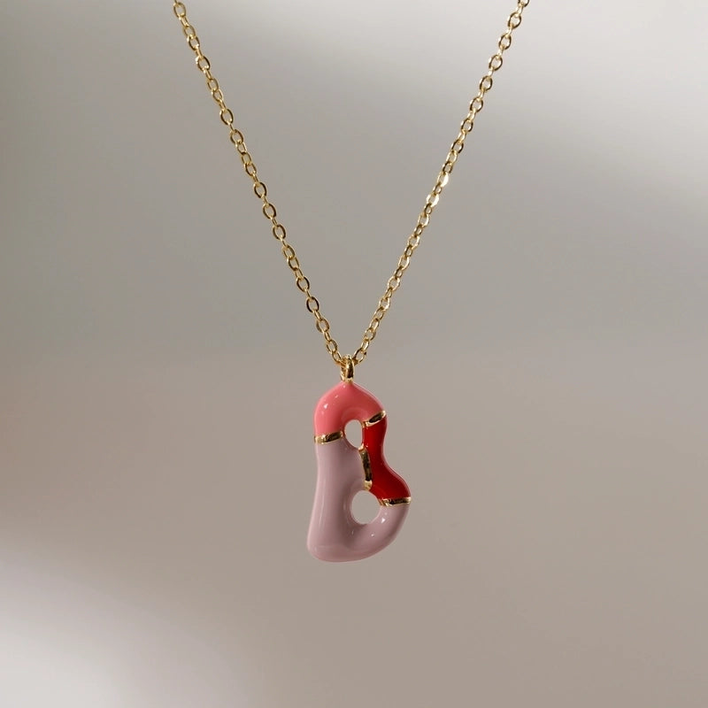 Copper 14K Gold Plated Chain Letter Pendant Necklace