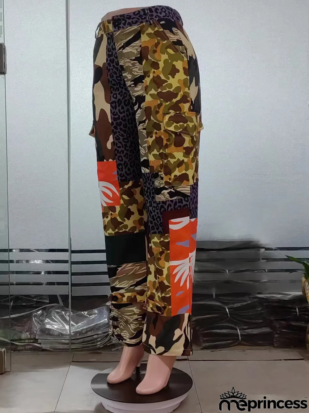 Plus Size Fashion Printed High Waist Camouflage Trousers