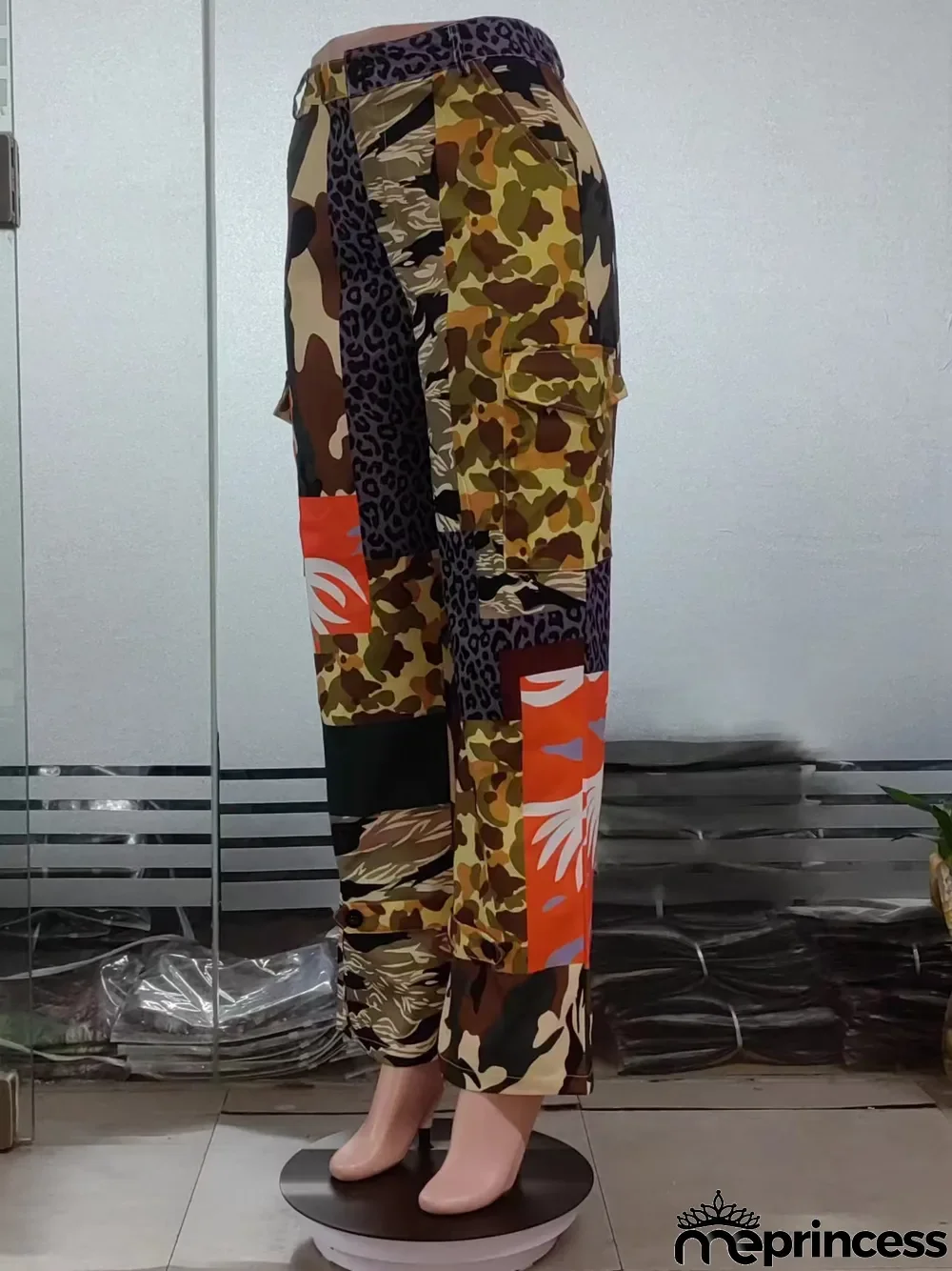 Plus Size Fashion Printed High Waist Camouflage Trousers