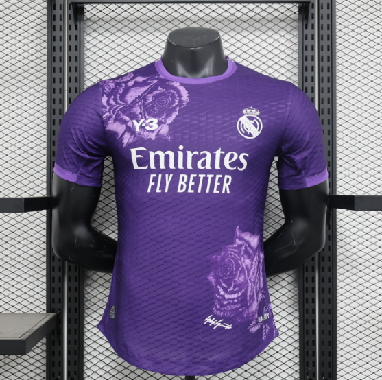 24/25 Real Madrid Y3 Purple Player Version Football T-Shirt Thai Quality