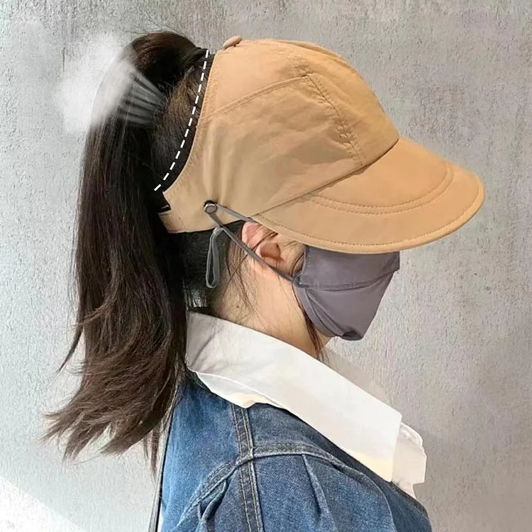 Women’s Adjustable Ponytail Sun Cap with Pocket