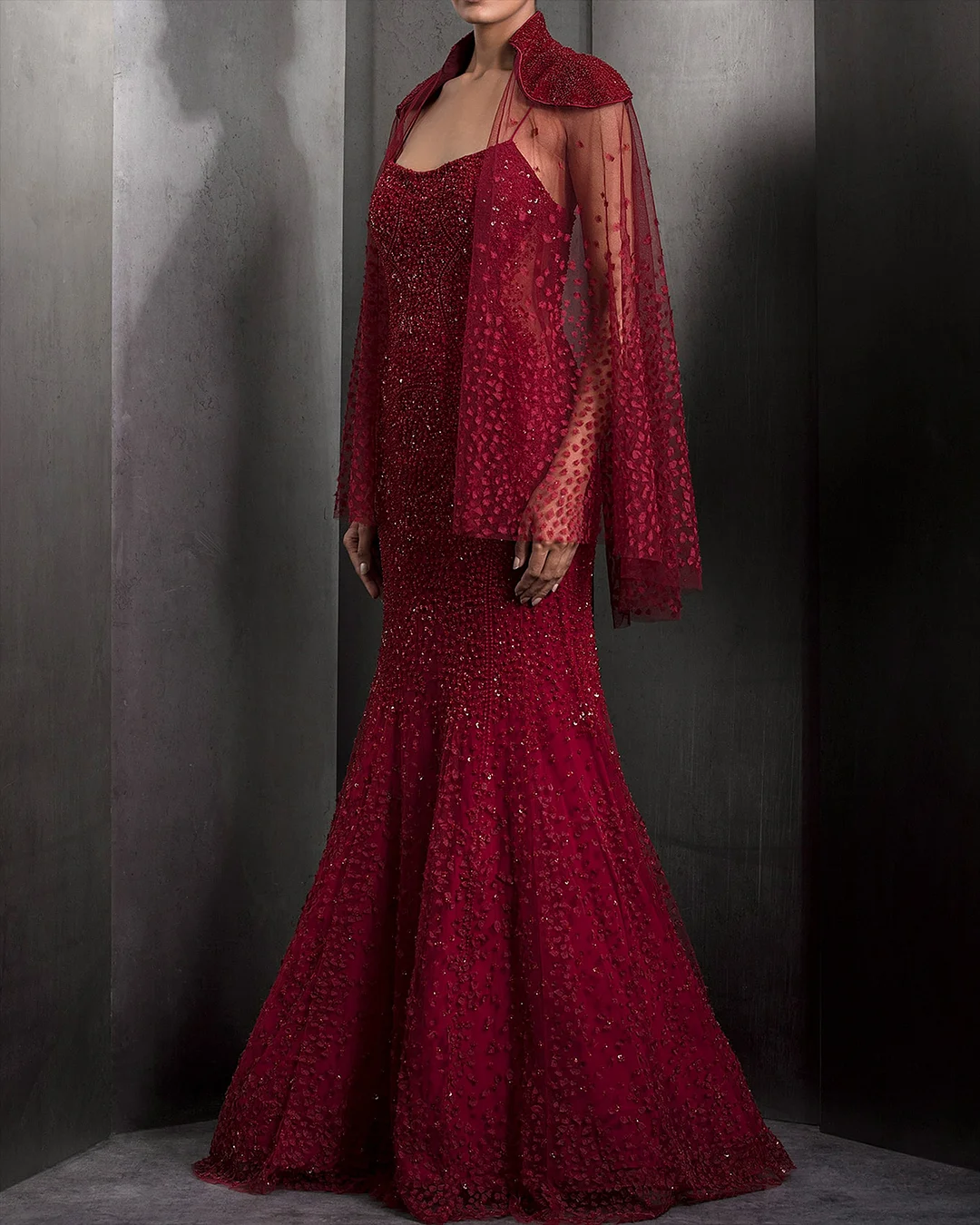 Women's Shawl Mesh Sequin Dress