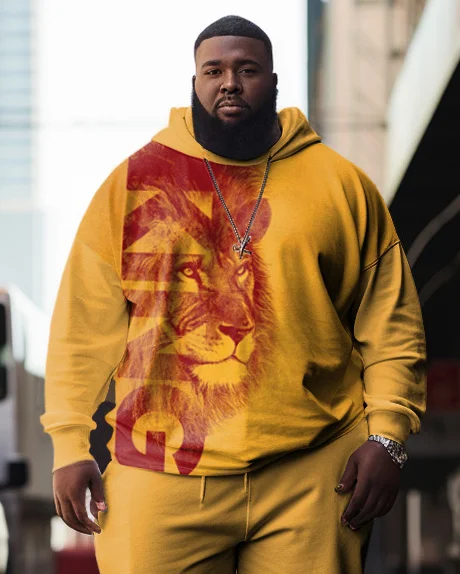 Men's Plus Size Casual Hip Hop Lion KING Hoodie (Pack of Two)