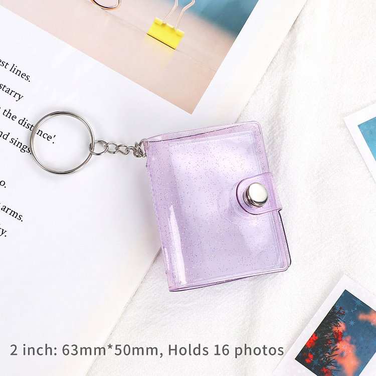 JOURNALSAY 16 Sheets Cute Mini Keychain Photo Album 1/2 Inch Snap ...