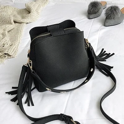 SWDF 2021 Brand Tassel Shoulder Bag Female Vintage Crossbody Bags For Women 2021 Bucket Bag Handbags Designer Scrub Daily Sac