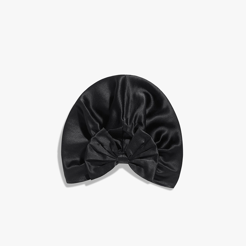 REAL SILK LIFE 19 Momme Bow Decorated Silk Sleep Cap REAL SILK LIFE