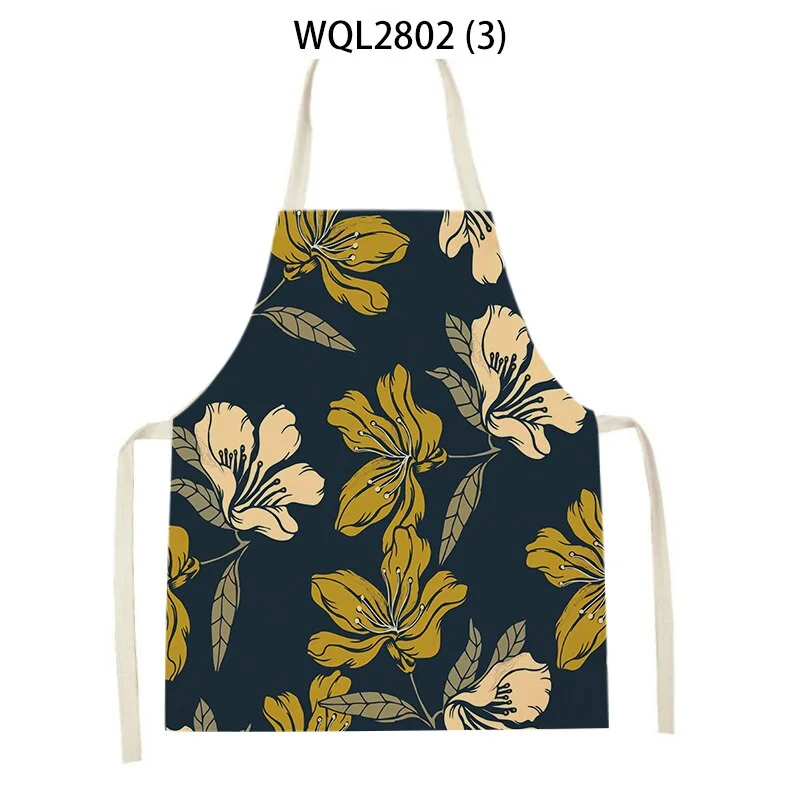 Linen Kitchen Apron - Vintage Colorful Flowers letclo 