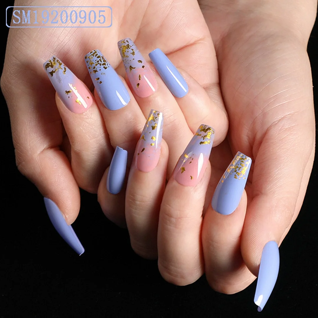 Artificial Glitter Pink Graffiti Detachable Long Almond False Nails Wearable Fake Nails Full Cover Nail Tips Press On Nails 24pc