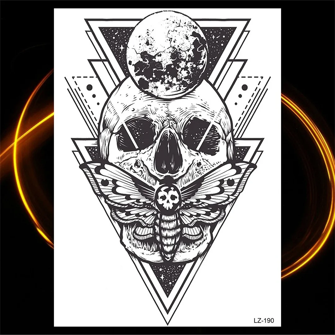 Sdrawing Black Rose Flower Compass Temporary Tattoos For Girl Men Skull Cross Butterfly Fake Tattoo Sexy Thigh Waterproof Tatoo