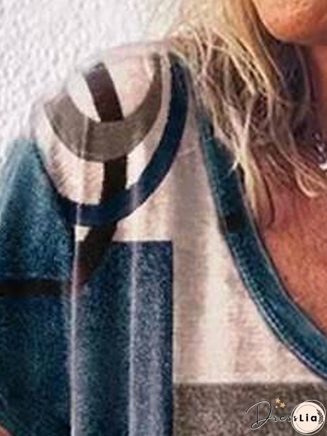 T shirt Tee Blouse Light Coffee Grey Graphic Geometric V Neck Print Short Sleeve Street Casual Tropical Daily Basic V Neck Regular S for Women