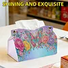 (24cm)Purple Rainbow Butterfly 24cm DIY Diamond Painting Rhinestones Decorative Tissue Box Reusable Crystal Mosaic PU Tissue Holder for Home Car Desk Decoration Craft