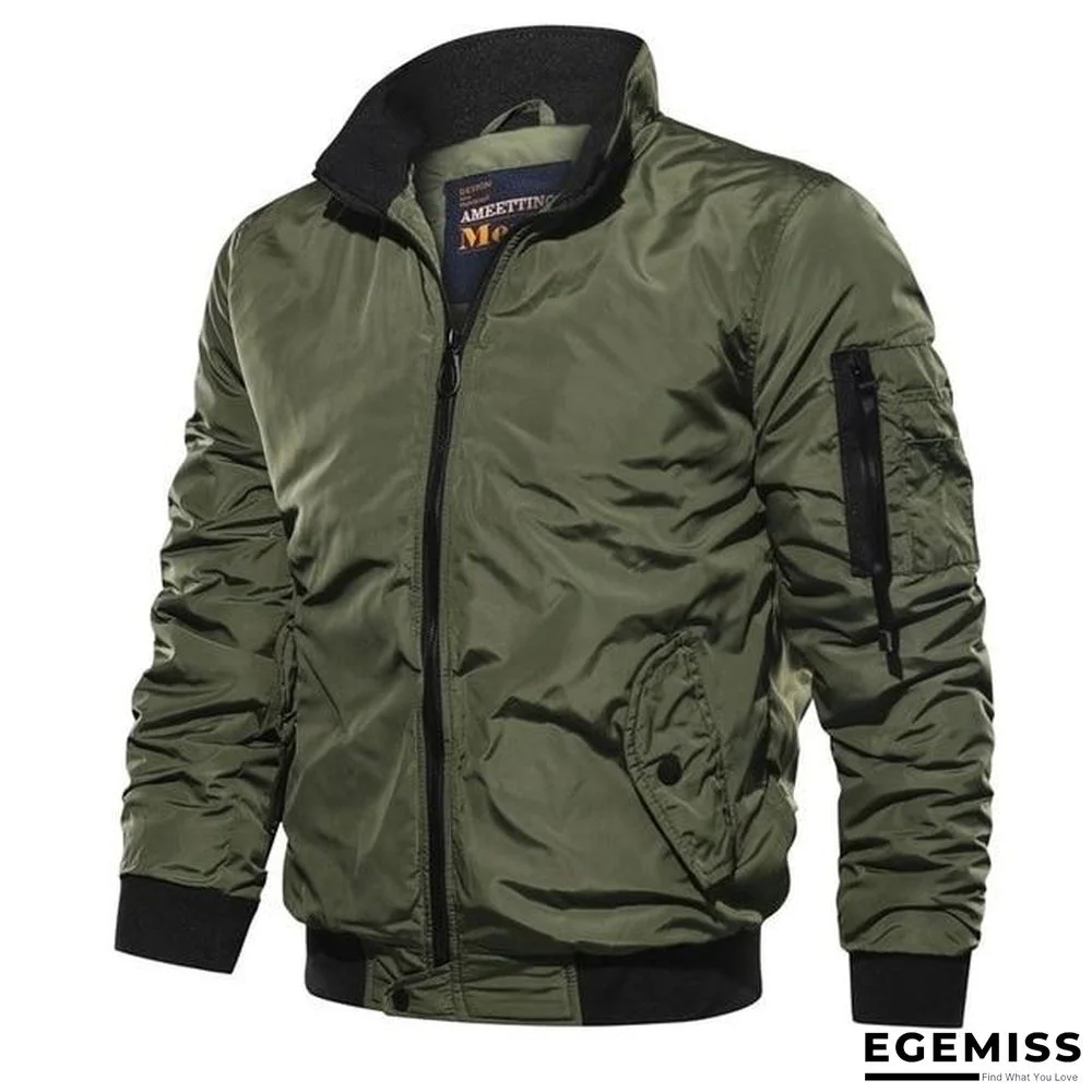 Men ' s Military Bomber Jackets Men Casual Solid Zipper Pilot Jacket New Thin Stand Collar Male Coat Slim Fit | EGEMISS