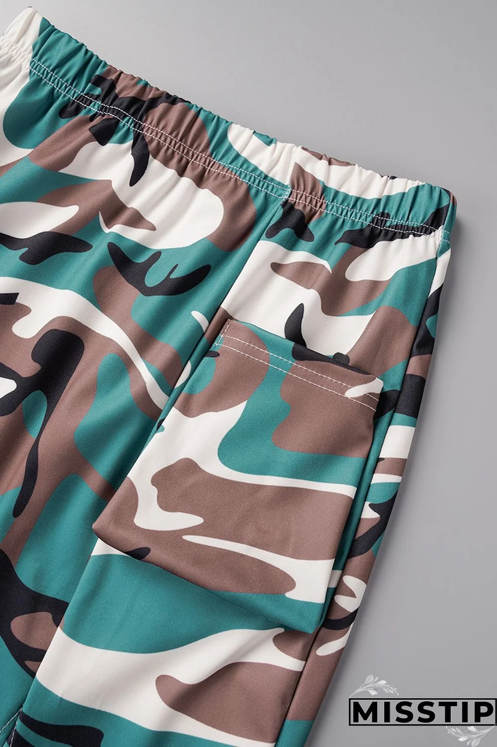 Coffee Casual Print Patchwork Slit O Neck Short Sleeve Two Pieces