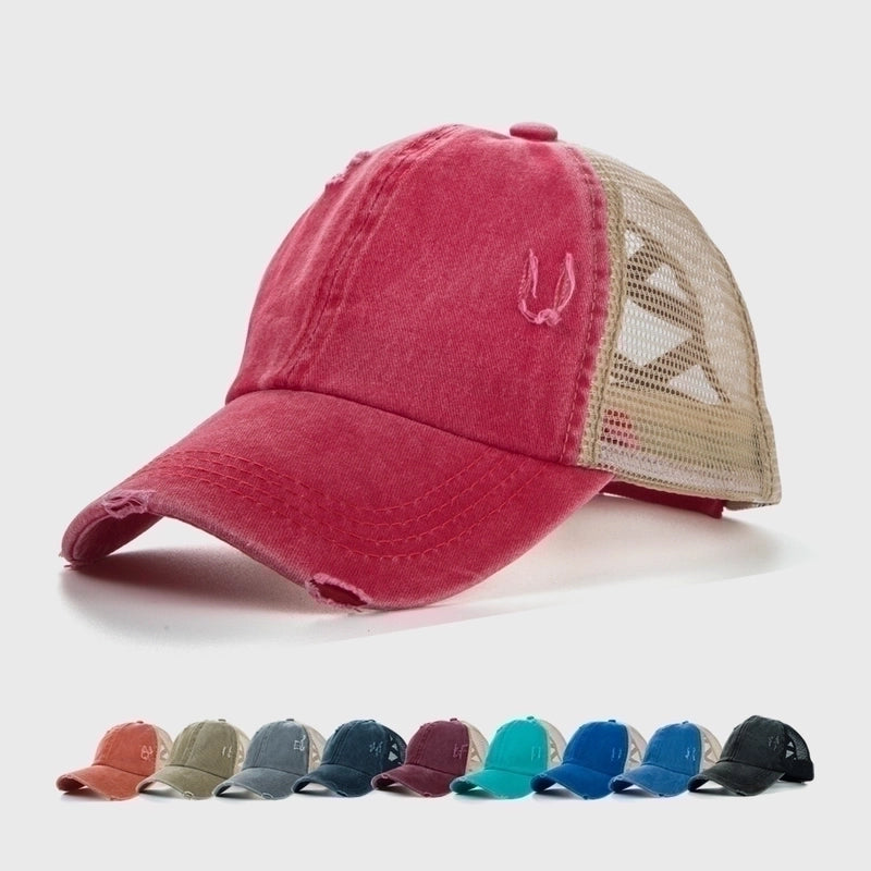 2 Pieces Edging Ponytail Back Opening Baseball Cap Korean Hip-hop Cap