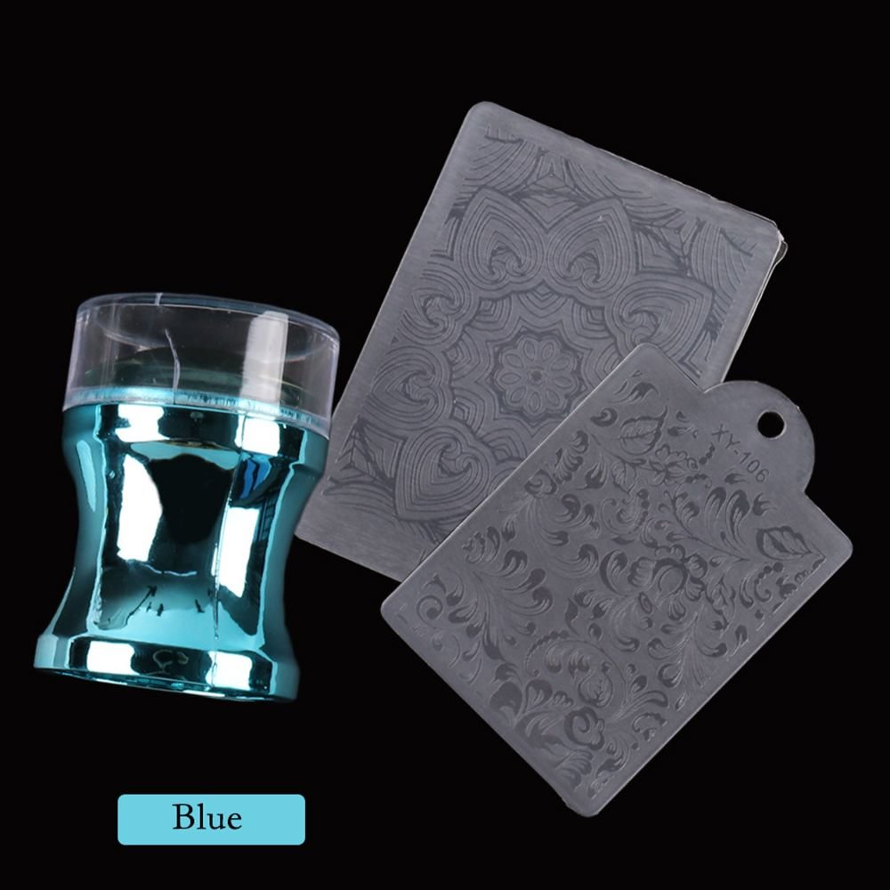 1SET New Mirror Nail Art Stamper With Cap Clear Silicone Head Manicure Scraper Polish Transfer Template DIY Nail Tools Hot Sale
