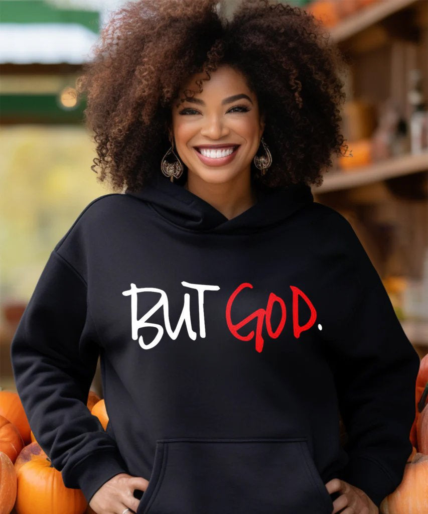 Contrasting Colors But God Long Sleeves Hoodie