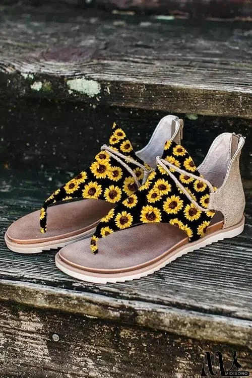 MidiSono - Lace-up Zip Flat Sandals