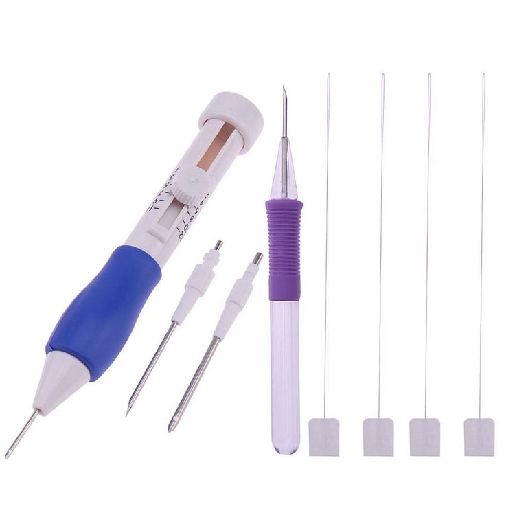 Punch Needle Set 3 Needles 2 Threaders Craft Tool for Embroidery DIY(A+B)