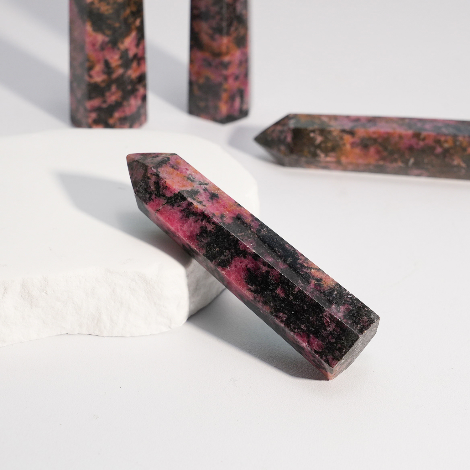 Black Rhodonite Point