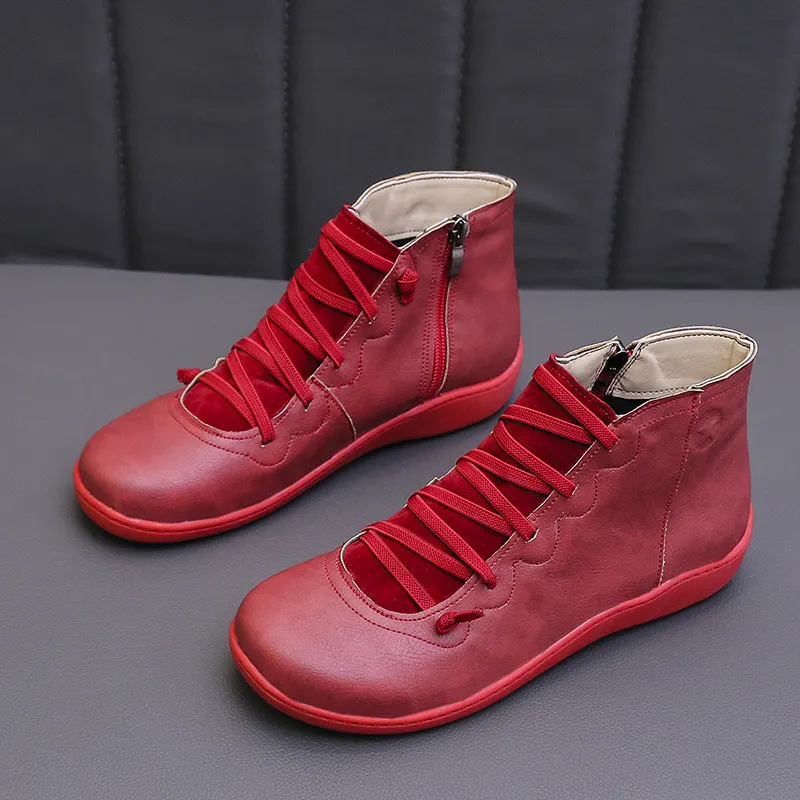 Breakj Breakj Autumn And Winter Large-Size Flat Bottom Warm Lady Short Boots New Flat Bottom Women Boots