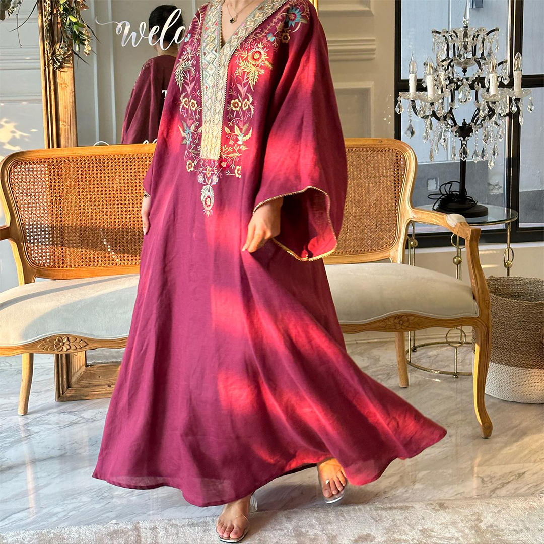 Ladies Middle Eastern Simple Floral Gorgeous Jalabiya