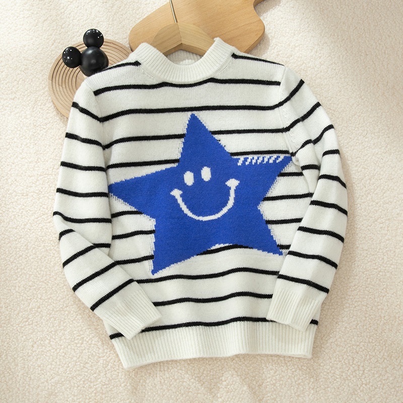 Striped Jacquard Kids Cashmere Sweater REAL SILK LIFE