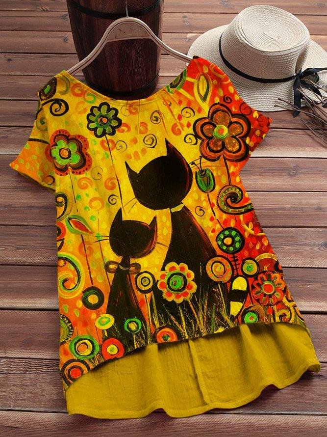 Yellow Statement Cotton-Blend Shirts & Tops