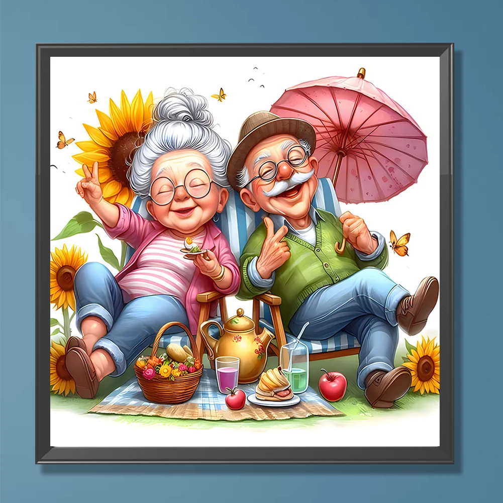 Diamond Painting - Full Round Drill - Old Couple(Canvas|30*30cm)