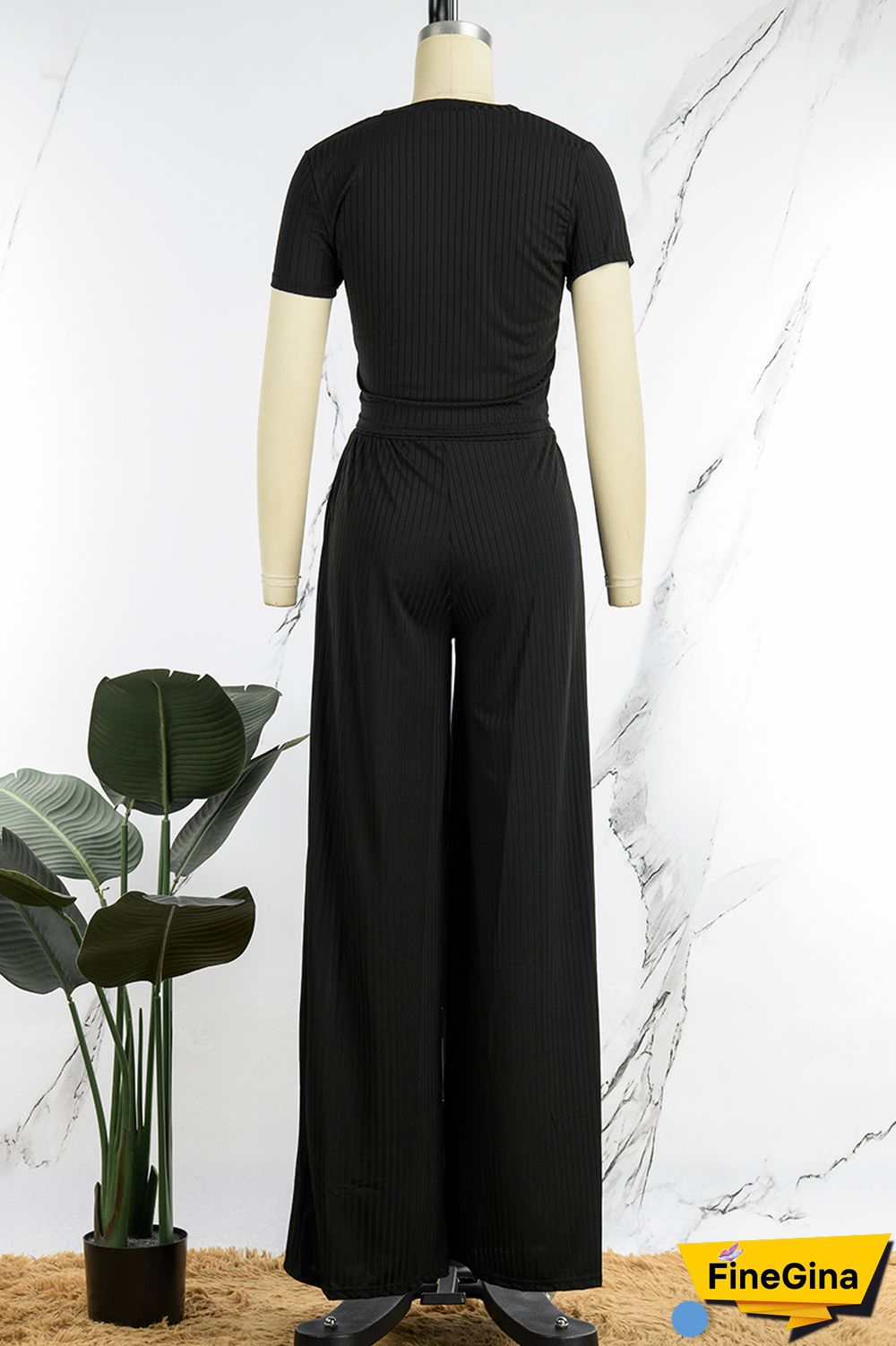 Blue Casual Solid Basic O Neck Short Sleeve Two Pieces