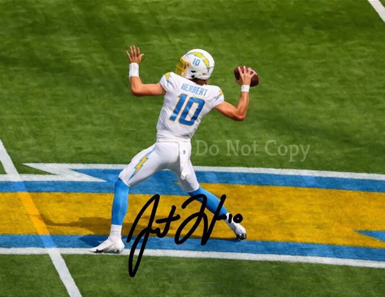 Justin Herbert Signed Photo Poster painting 8X10 rp Autographed Picture Los Angeles Chargers