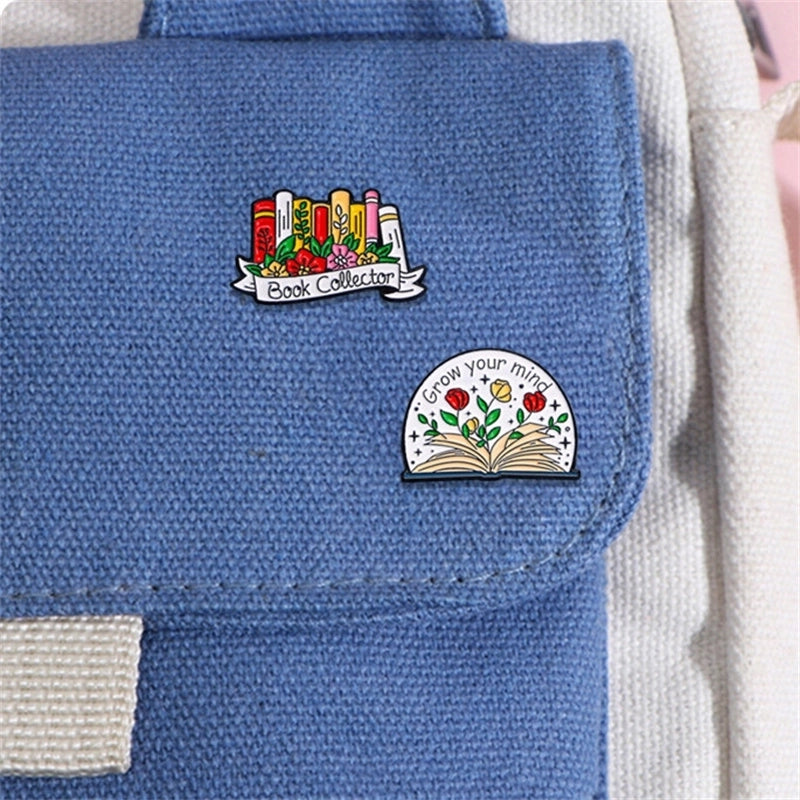 Cartoon Style Cute Book Letter Flower Alloy Enamel Plating Unisex Brooches Collar Pin