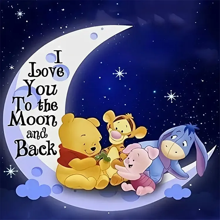 Winnie The Pooh And His Friends On The Moon 40*40CM (Canvas) Full Round Drill Diamond Painting gbfke